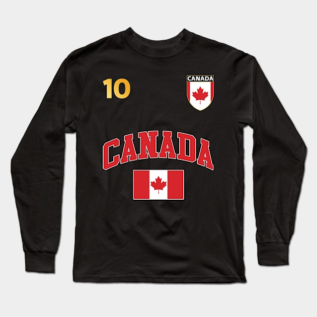 Canada Soccer Fans Jersey Canadian Flag Football Lovers Long Sleeve T-Shirt by TeeBlade